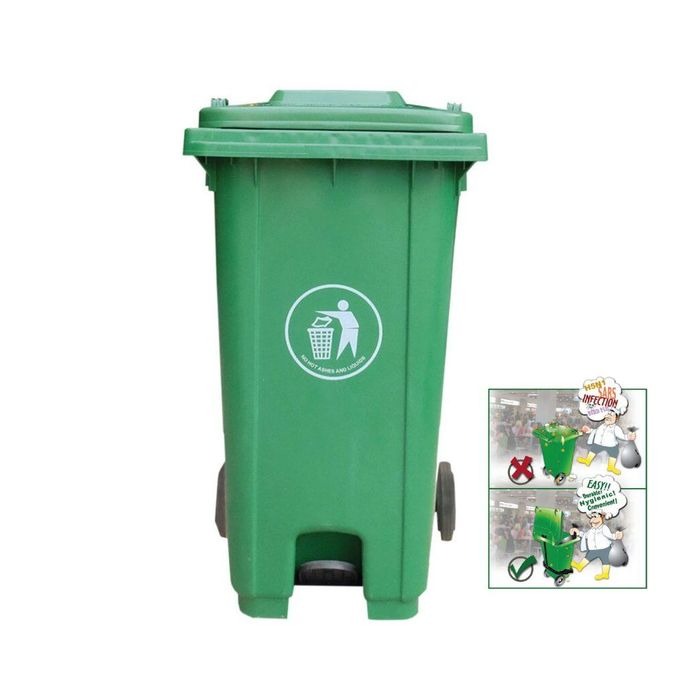 120L Wheeled and Pedal Bin - Green Kenya