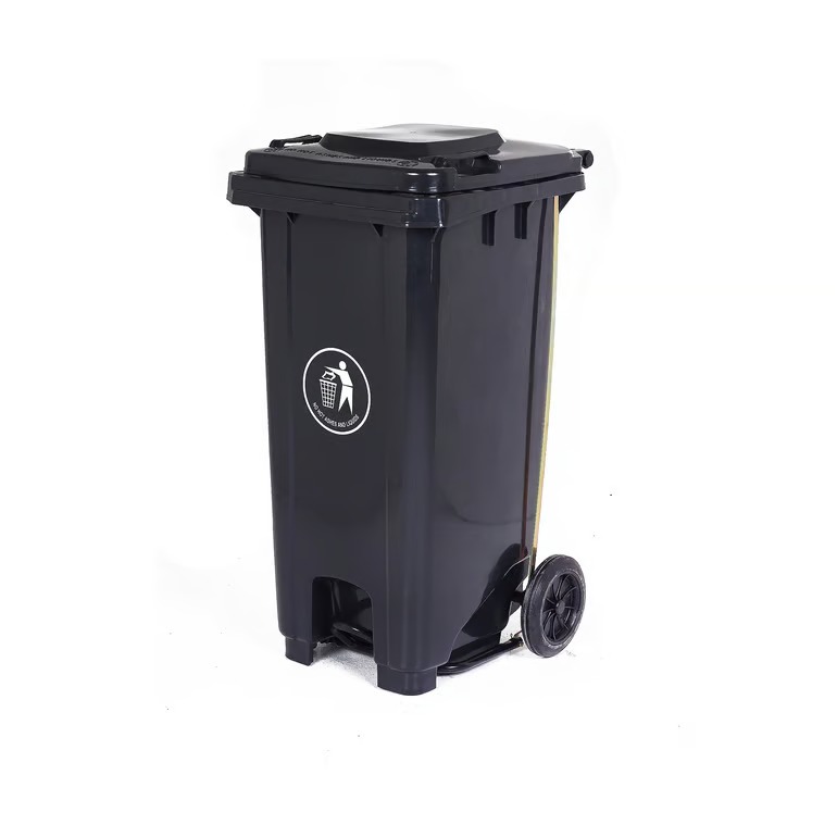 120L Wheeled and Pedal Bin - Black Kenya